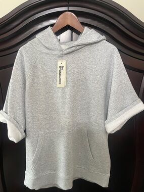 No Boundaries Men's Short Sleeve Hooded Sweatshirt - Heather Gray